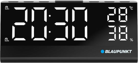 Blaupunkt CR10ALU Επιτραπέζιο Ψηφιακό Ρολόι LED Μεταλλικό με Ξυπνητήρι & Ραδιόφωνο Μαύρο 298567