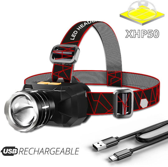 Επαναφορτιζόμενος Φακός Κεφαλής LED UV IPX8 με Μέγιστη Φωτεινότητα 2000lm XHP50