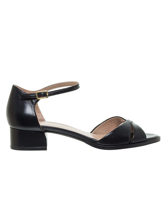 Mourtzi Leather Women's Sandals In Black Colour
