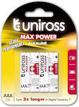 Uniross Max Power Αλκαλικές Μπαταρίες AAA 1.5V 4τμχ