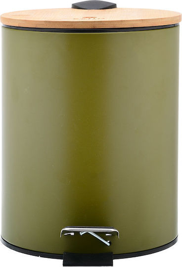 Estia Bamboo Essentials Μεταλλικό Καλαθάκι Μπάνιου Soft Close 5lt Πράσινο