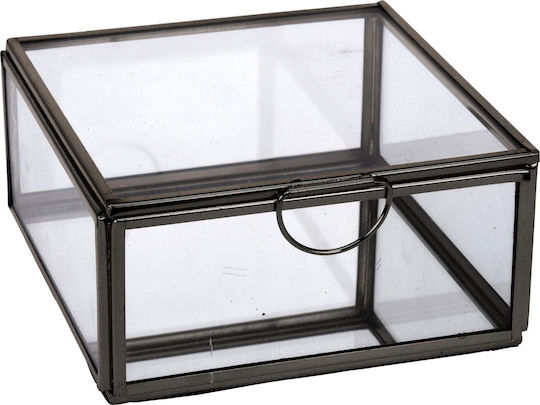 JK Home Decoration Dekorative Box Metallisch Terrarium Black 6x6x13cm