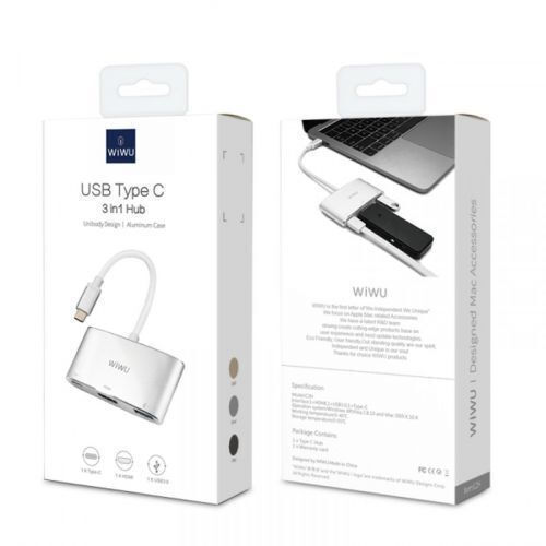 Wiwu Alpha C2H USB-A / USB-C Docking Station with HDMI 4K PD Gray