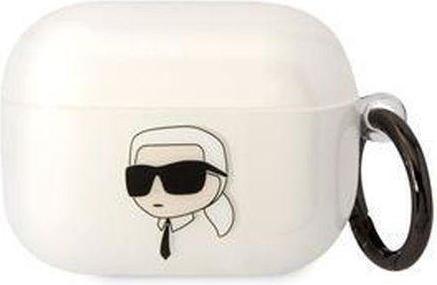 Karl Lagerfeld Karl Head 3D Silicone Case with Keychain Transparent for Apple AirPods Pro