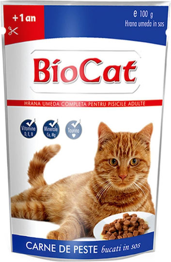 Biotur Biocat Nassfutter für Erwachsene Katzen in Beutel mit Fisch 100gr