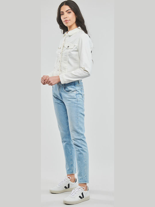 Vero Moda Κοντό Γυναικείο Τζιν Μπουφάν Λευκό