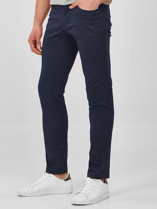 Fünf-Pocket Slim Fit B.S Bags Blaue Baumwoll-Monochromhose für Herren, den ganzen Tag, lässig, geschäftlich