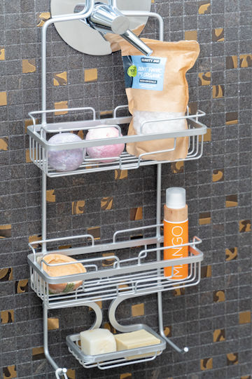 General Trade An der Wand montiert Badezimmerregal Metallisch mit 2 Regalböden 26x13x66cm Silber