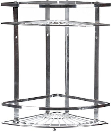 General Trade Corner Bathroom Shelf Metallic with 2 Shelves Silver