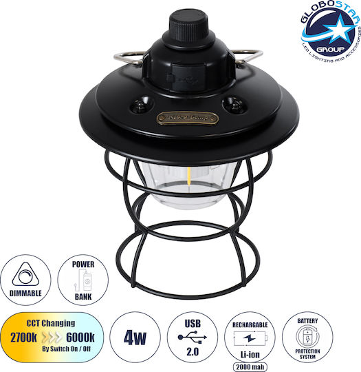 GloboStar Lanternă LED Reîncărcabilă Pentru Camping Cu Lanternă 400lm 4W