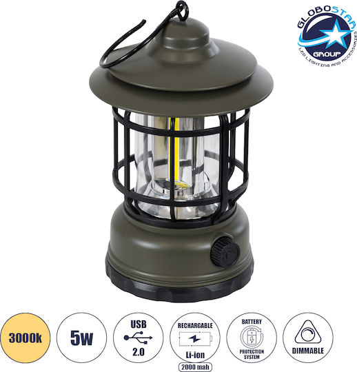 GloboStar GloboStar Led Wiederaufladbare Campinglaterne mit Taschenlampe 500lm 5W