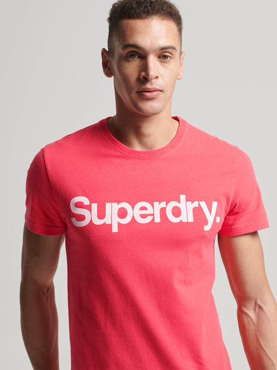 Superdry Ανδρικό T-shirt Active Pink με Λογότυπο