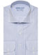 Modern Fit Kaiserhoff Light Blue Striped Cotton Shirt with Rex Collar - All Day