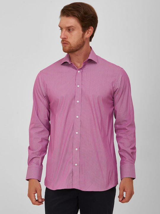 Modern Fit Kaiserhoff Magenta Cotton Rex Collar Striped All Day, Business Men's Shirt