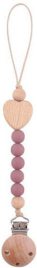 Clip Pacifier Afferro with Beads made of Wood Bordeaux