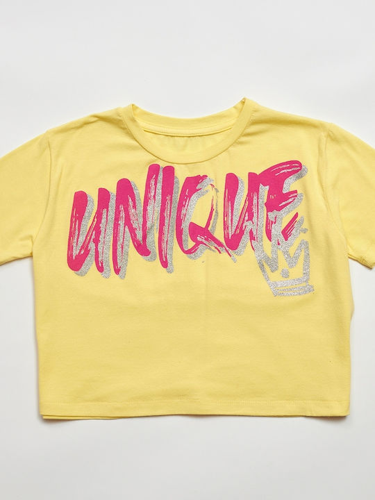 Kids' Crop Top Short Sleeve Yellow
