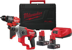 Milwaukee M12 FPP2F2-402X Σετ Κρουστικό Δραπανοκατσάβιδο & Πιστολέτο