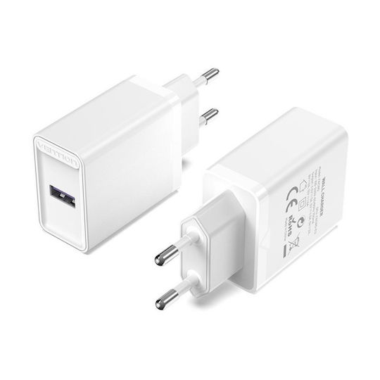 Vention Φορτιστής Χωρίς Καλώδιο με Θύρα USB-A 22.5W Quick Charge 3.0 Λευκός (FACW0-EU)