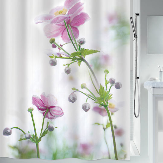 Spirella Anemone Fabric Shower Curtain 180x200cm Pink