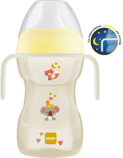 Mam Fun To Drink Cup Night Educational Sippy Cup Plastic with Handles Yellow for 8m+m+ 270ml