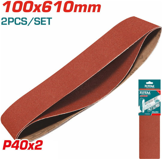 Total Sanding Belt K40 100x610mm Set 2pcs