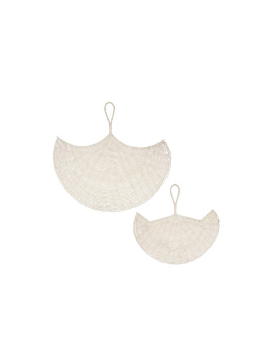 Atmosphera Decorative Fan Handmade White Made of Wicker Material 2 Pieces