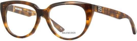 Balenciaga Women's Acetate Brown Tortoise Prescription Eyeglass Frame BB0131O-008