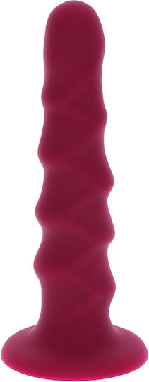 ToyJoy Get Real Ribbed Dildo με Βεντούζα Φούξια 15cm