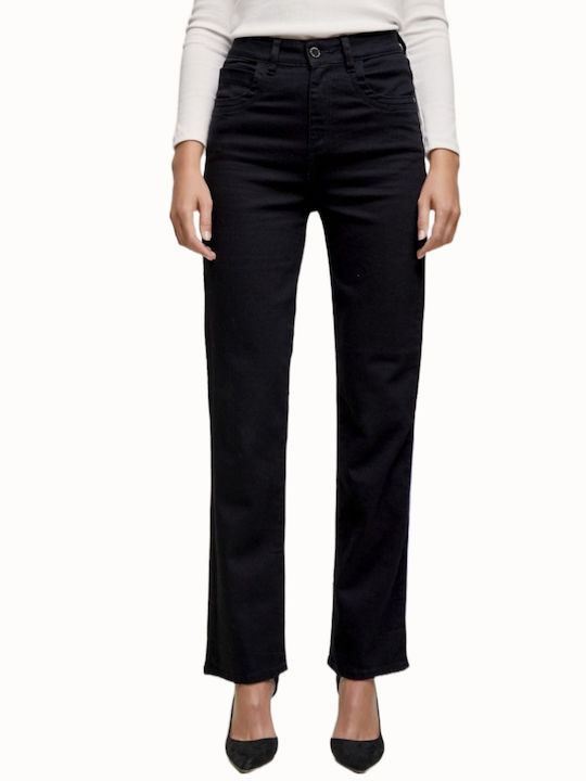 Edward Jeans Γυναικείο Jean Παντελόνι σε Ίσια Γραμμή Μαύρο