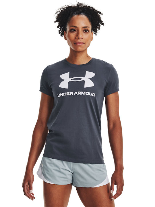 Under Armour Sportstyle Graphic Γυναικείο Αθλητικό T-shirt Fast Drying Γκρι