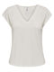 Only Women's T-shirt with V Neckline White
