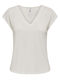 Only Women's T-shirt with V Neck White