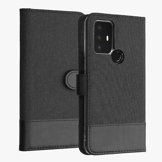 KWmobile Wallet Δερματίνης / Υφασμάτινο Anthracite / Black (TCL 306 / 305 / 30 SE / 30E)