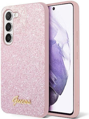 Guess Glitter Script Plastic Back Cover Pink (Galaxy S23)