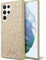 Guess Glitter Script Umschlag Rückseite Kunststoff Gold (Galaxy S23 Ultra) GUHCS23LHGGSHD