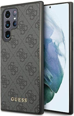 Guess 4G Metal Logo Umschlag Rückseite Synthetisches Leder / Kunststoff Gray (Galaxy S23 Ultra) GUHCS23LG4GFGR