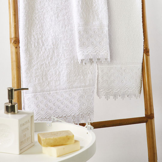 Whitegg Bath Towel Set 3pcs T058-1 White Weight 500gr/m²