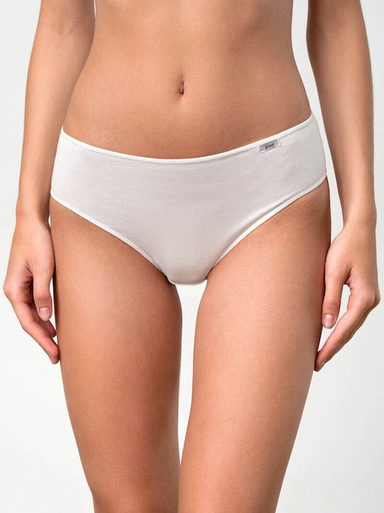 Vamp Βαμβακερά High Waist Women's Slip 2Pack Ecru