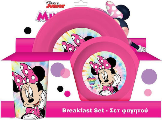Διακάκης Σετ Φαγητού Minnie από Πλαστικό Ροζ 3τμχ