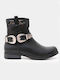 Women's Black Boots with Metallic Buckle