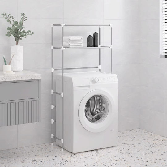 vidaXL An der Wand montiert Badezimmerregal Metallisch mit 2 Regalböden 69x28x143cm Gray