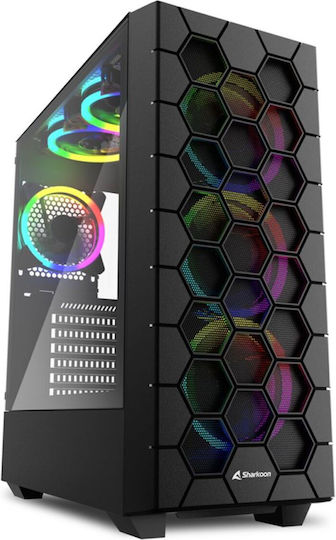 Sharkoon HEX Gaming Midi Tower Computer Case with Side Window and RGB Lighting Black
