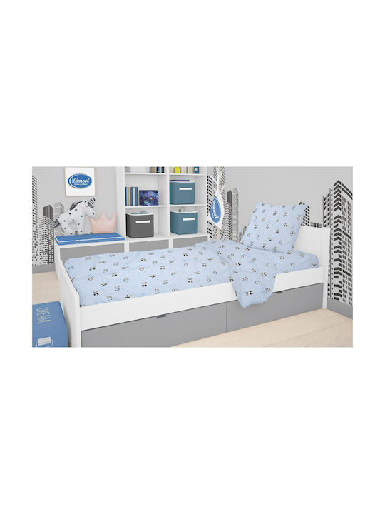 Dimcol Panda 110 Παιδική Παπλωματοθήκη Μονή Βαμβακερή Sky Blue 160x220εκ.