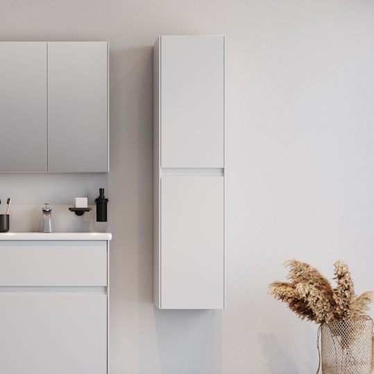 Martin Malaga Wall Hung Cabinet Matte Lacquer Bathroom Column Cabinet L35xD32xH160cm White
