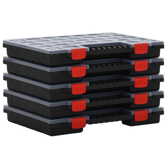 vidaXL Organizatoare pentru Compartimentul de Unelte 26 Locuri cu Compartimente Reglabile Transparente 40x30x5cm. 5buc