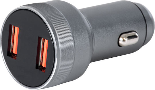 GloboStar GloboStar Handy-Autoladegerät 36W 6A Schnellladen mit Anschlüssen: 2xUSB Silber Farbe