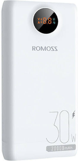 Romoss SW20S Pro Power Bank 20000mAh 30W με 2 Θύρες USB-A και Θύρα USB-C Quick Charge 4.0 Λευκό