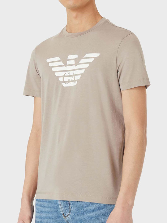 Emporio Armani Ανδρικό T-shirt Μπεζ με Λογότυπο