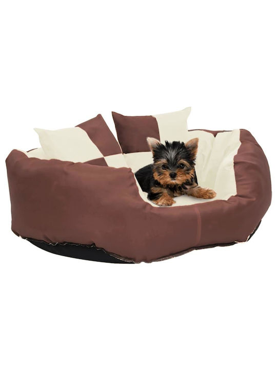 vidaXL Καναπές Κρεβάτι Σκύλου Αναστρέψιμος Καφέ/Κρεμ 65x50cm