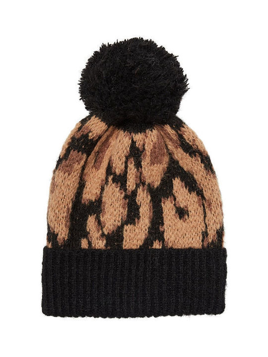 Vero Moda Pom Pom Beanie Γυναικείος Σκούφος Πλεκτός Black/Brown